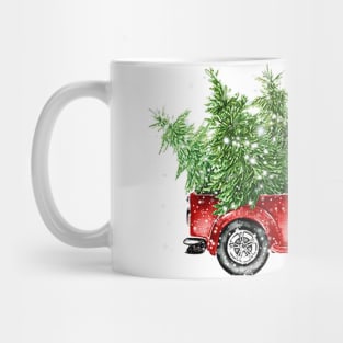 Red Truck Christmas Trees Mug